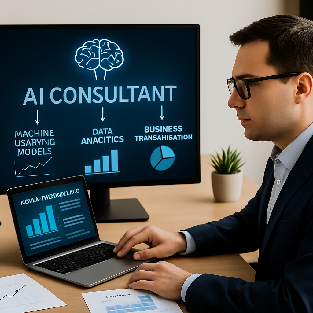 AI consultant working with machine learning models and business analytics