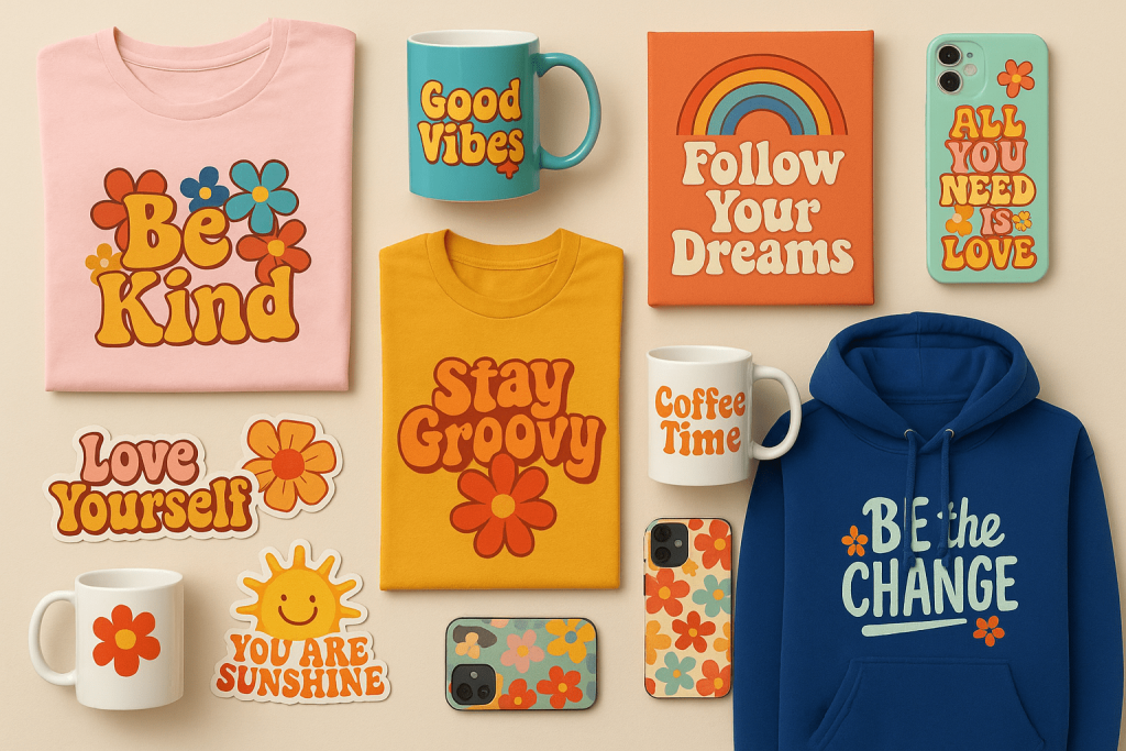 Diverse collection of popular print-on-demand products for creative monetization
