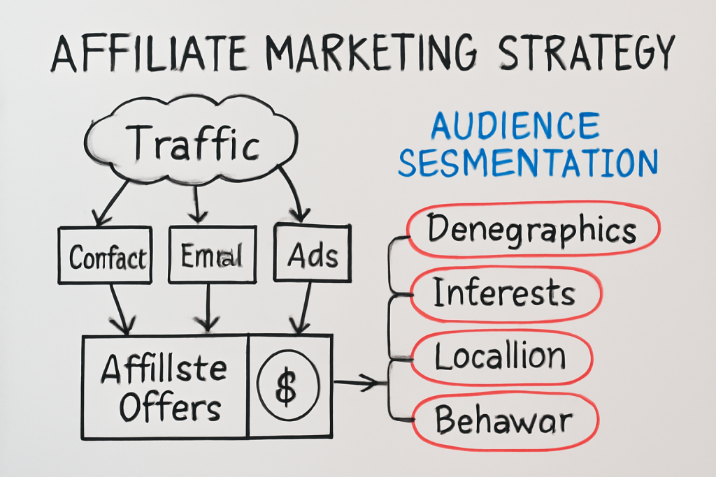 Affiliate marketing strategic planning whiteboard