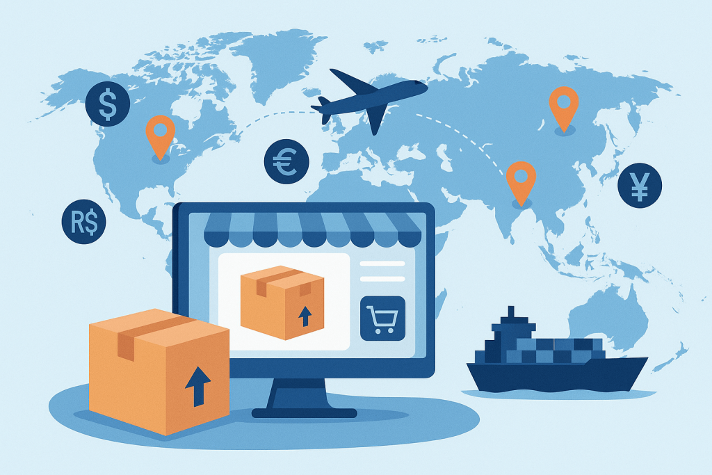 Global expansion visualization demonstrating international dropshipping opportunities and market reach