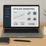 Affiliate marketing performance dashboard on laptop