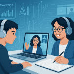 Modern online tutoring workspace with digital learning technology