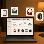 Modern home office workspace for dropshipping business