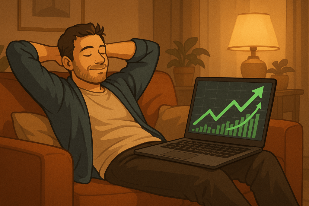 Couch potato investing strategy concept - making money without effort