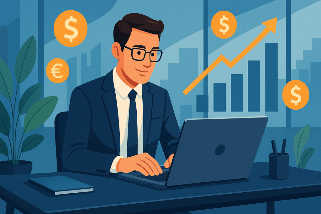 Professional working on side hustle from home