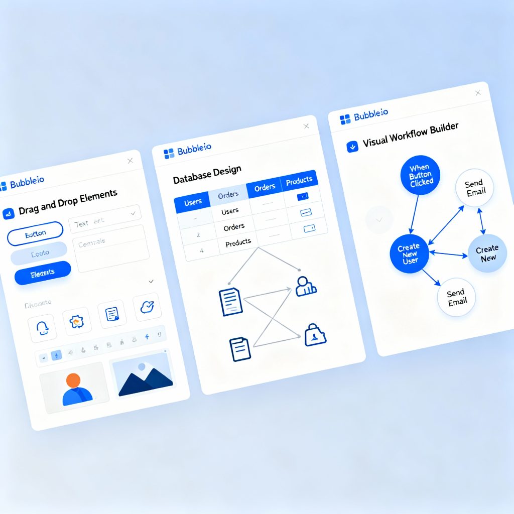 Bubble.io visual development environment and editor