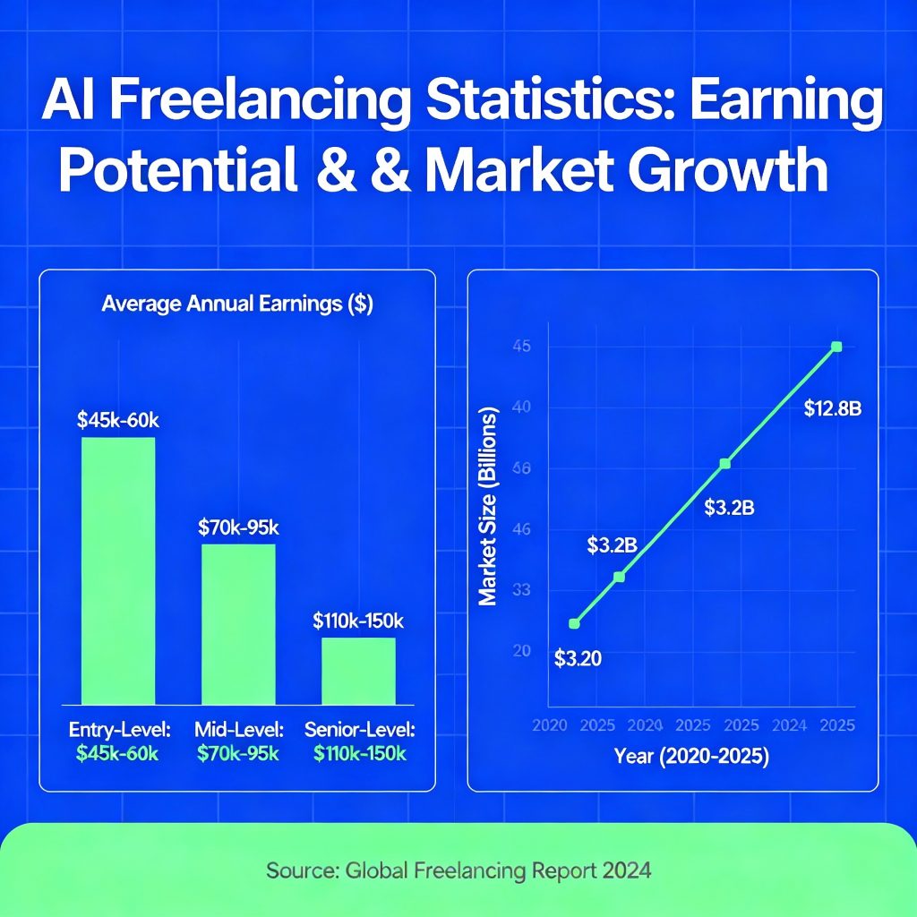 AI freelancing market statistics and earning potential visualization