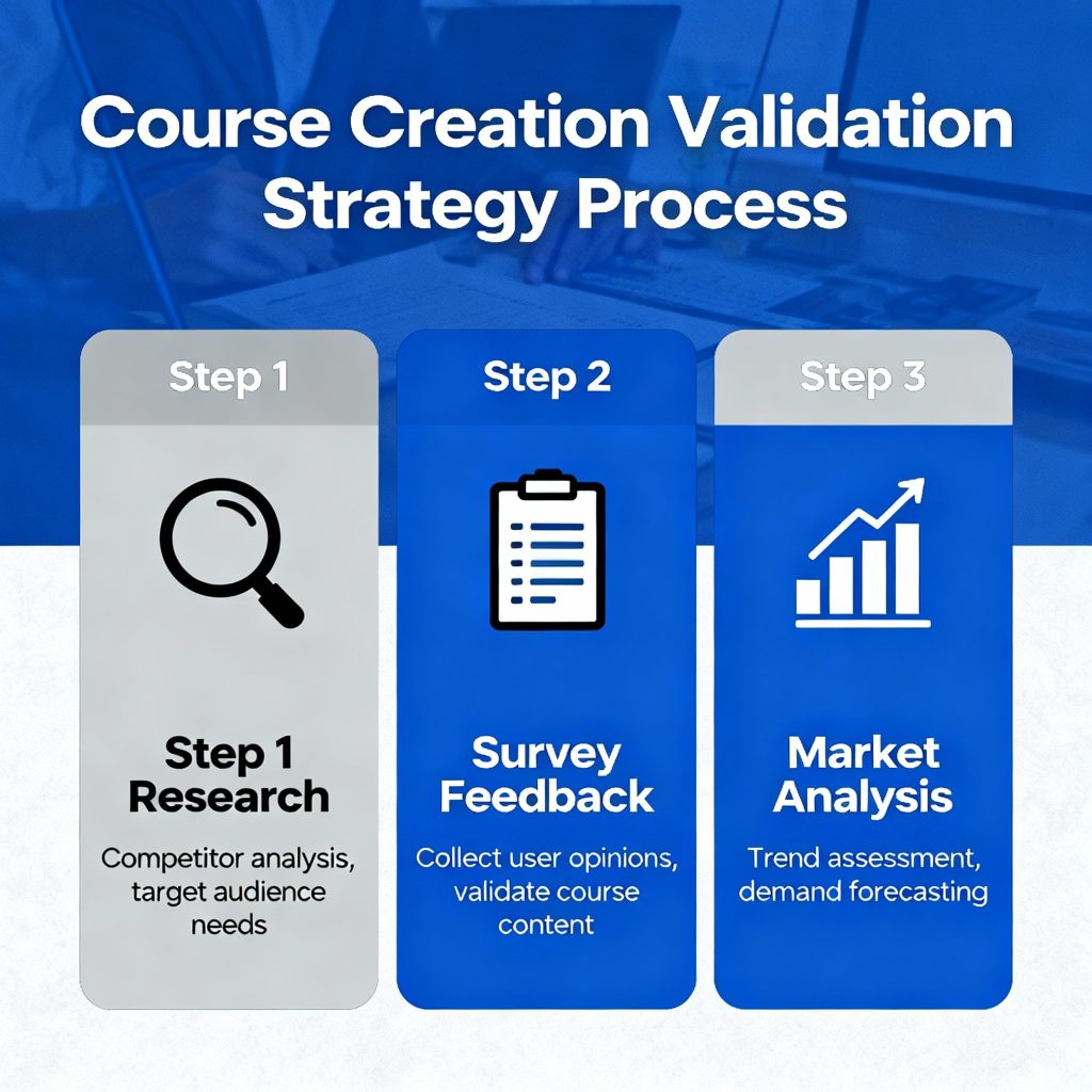 Course validation strategy process visualization