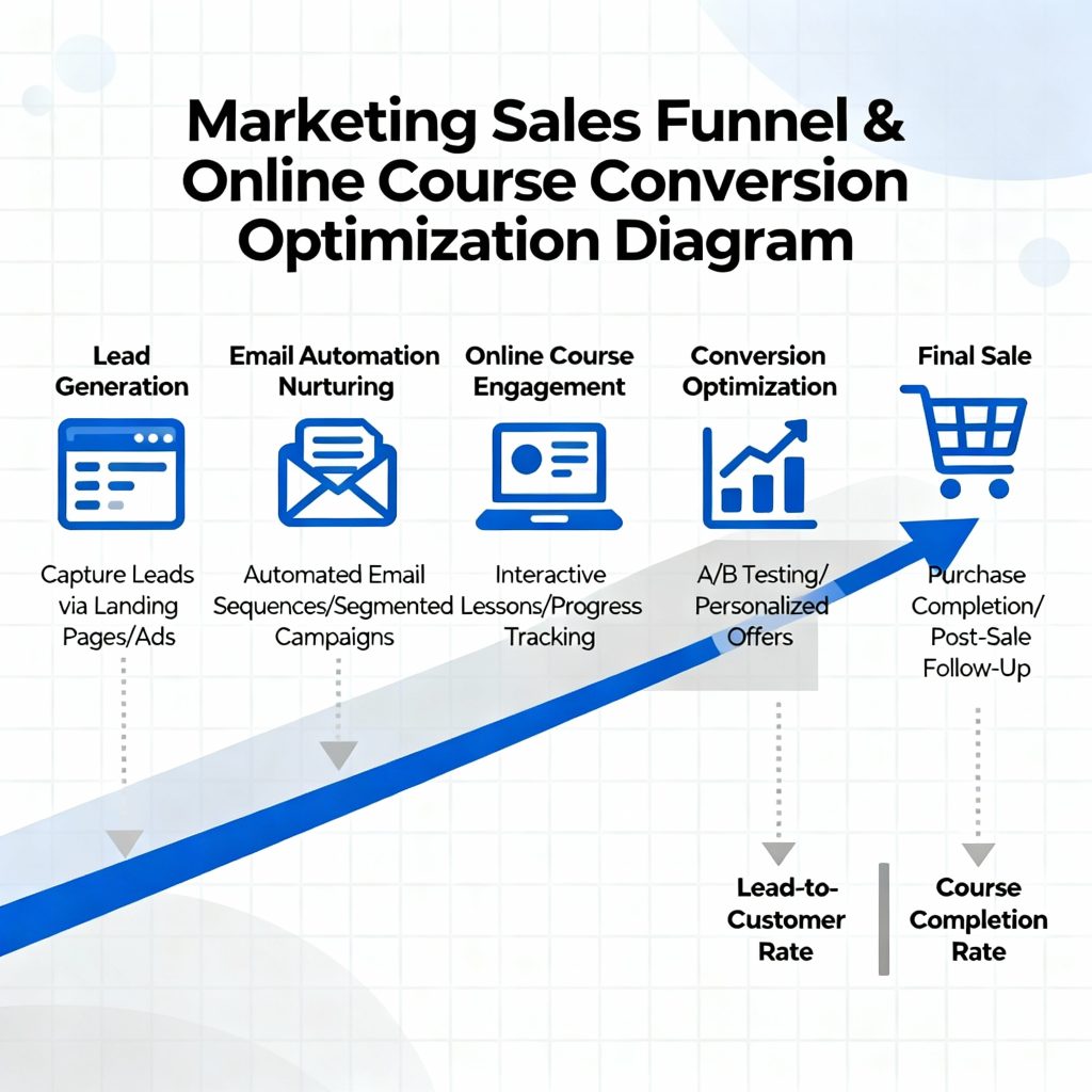 Course marketing and sales funnel